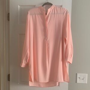 Anne Klein Peach Split-Neck Tunic Blouse